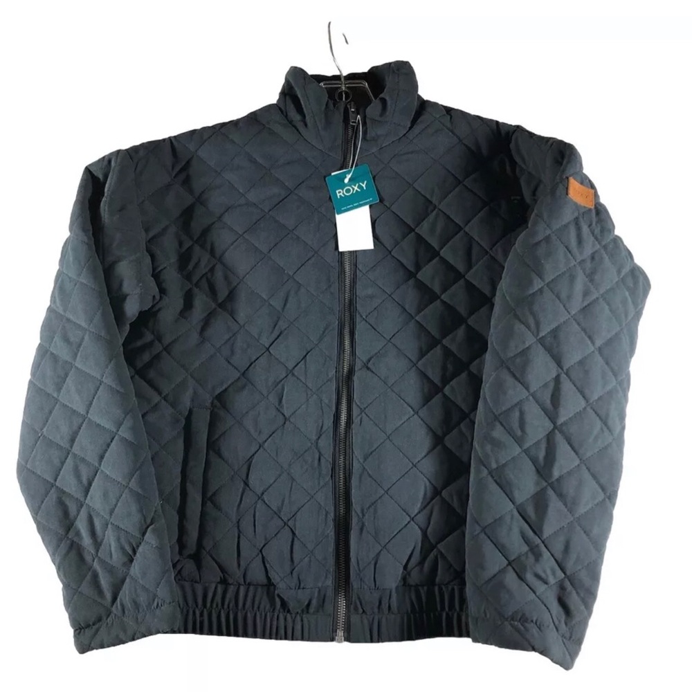 ROXY Quilted Jacket Women’s Sz S Black PATH TO PARADISE Zip Up Workwear